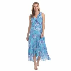 Women's London Times Ruffled Chiffon Maxi Dress