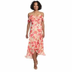 Women's London Times Cold-Shoulder Ruffled Maxi Dress