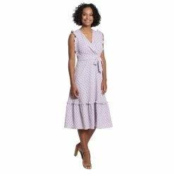 Women's London Times Ruffled-Hem Dot Midi Dress