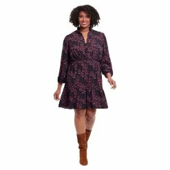 Plus Size London Times Smocked Waist Tiered Dress