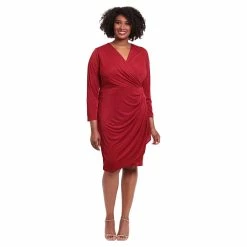 Plus Size London Times Wrap Cascade Dress