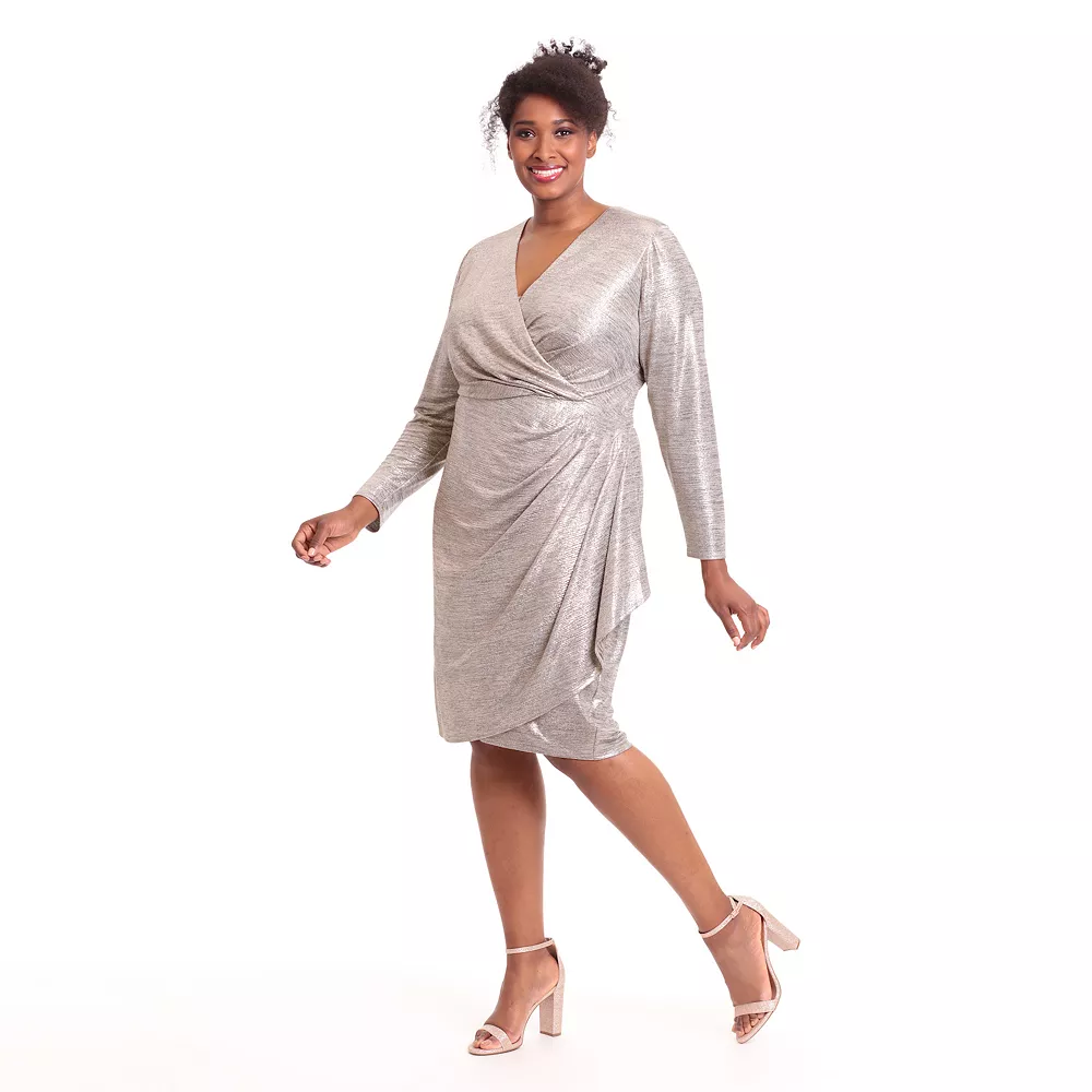 Plus Size London Times Side Ruffle Wrap Dress - Image 3