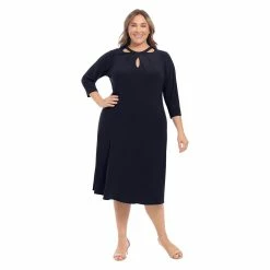 Plus Size London Times Multi Keyhole Midi Dress