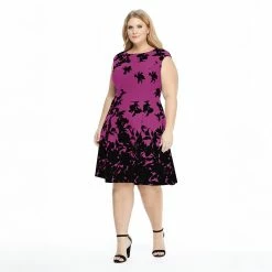 Plus Size London Times Cap Sleeve Fit & Flare Dress