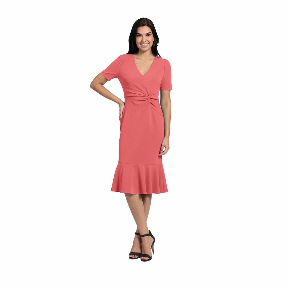 Women's London Times Flounce Midi Twist Dress - Image 3