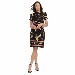 Women's London Times Print Puff-Sleeve Shift Dress