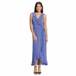 Women's London Times Ruffle Faux-Wrap Maxi Dress