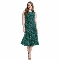 Women;s London Times Pleated Floral Midi Dress