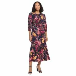Women's London Times Floral Ruched Maxi Dress