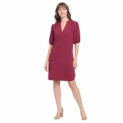 Women's London Times Button Front Solid Shift Dress