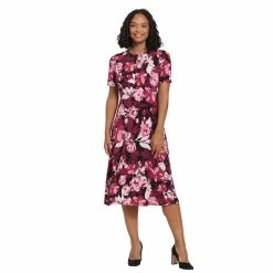 Women's London Times Keyhole A-Line Midi Dress