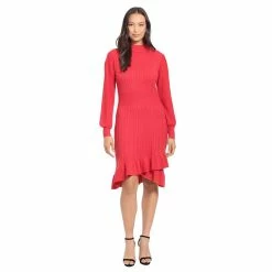 Women's London Times Solid Ruffled Sweaterdress