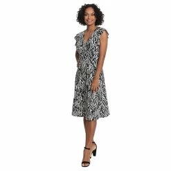 Women's London Times Ruffle Sleeve Print Midi Dress