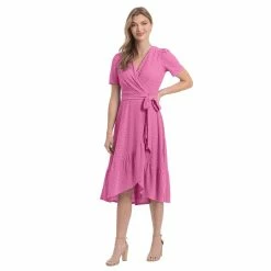 Women's London Times Ruffle Faux-Wrap Midi Dress