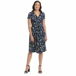 Women's London Times Smock Waist Fit & Flare Dress