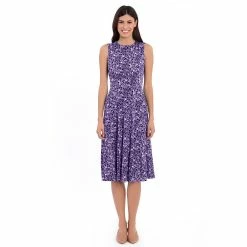 Women's London Times Inset Waist Print Midi Dress