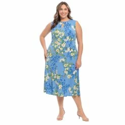 Plus Size London Times Keyhole Midi Dress