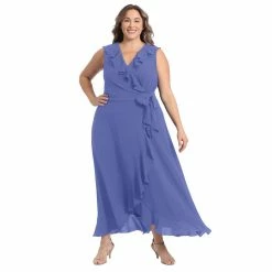 Plus Size London Times Ruffle Hem Maxi Dress