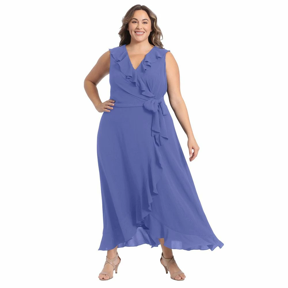 Plus Size London Times Ruffle Hem Maxi Dress