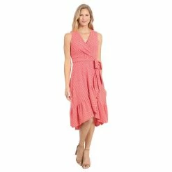 Petite London Times Eyelet Wrap Hi Low Ruffle Dress