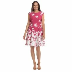 Petite London Times Floral Cap Sleeve Fit & Flare Dress
