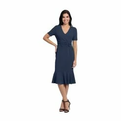 Petite London Times V-neck Flounce Hem Midi Dress